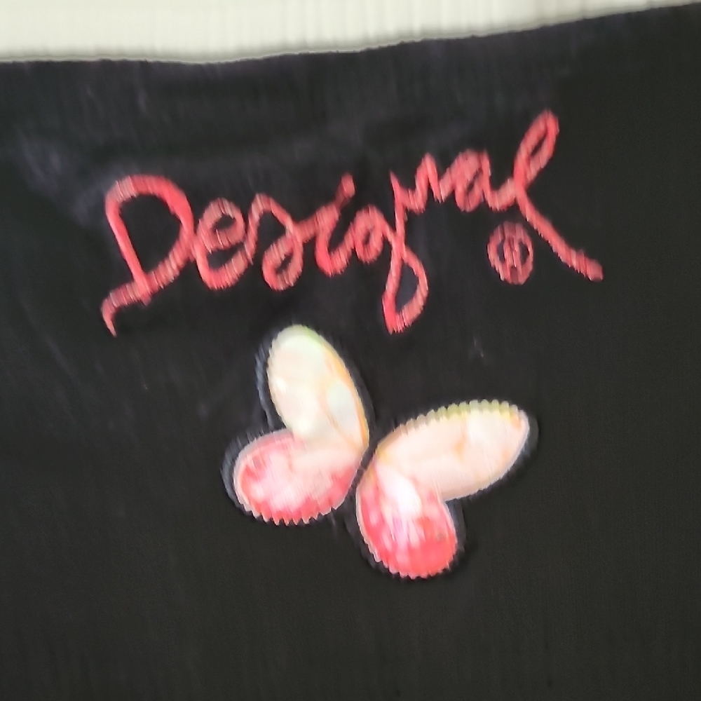 Desigual Black Tropical Floral & Butterfly Scoop-Neck Tee - Picture 3 of 5